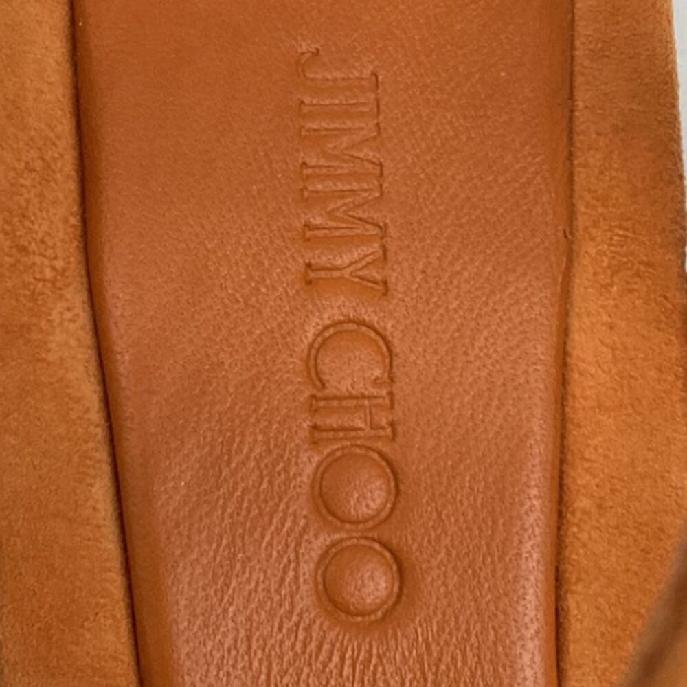 Jimmy Choo Ayla Flat Sandals in Orange Suede - Picture 7 of 9